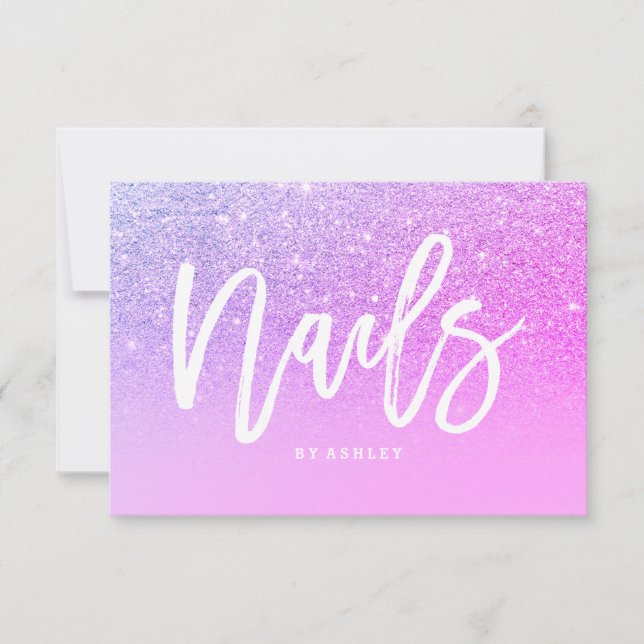 Carte Nails certificat typographie rose parties scintill (Devant)