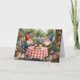 Carte Nains de jardin mangeant des cupcakes d'anniversai