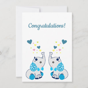 Carte Naissance de jumeaux, félicitations