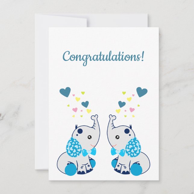 Carte Naissance de jumeaux, félicitations (Devant)