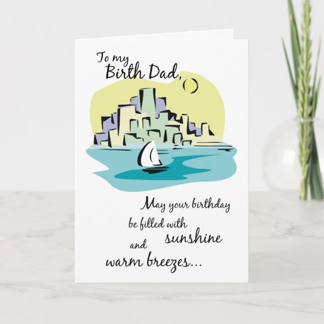 Carte Naissance Papa Voilier Ville Anniversaire (Devant)