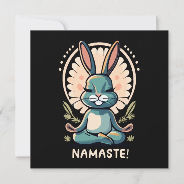 Carte namaste bunny yoga méditation lapin (Devant)