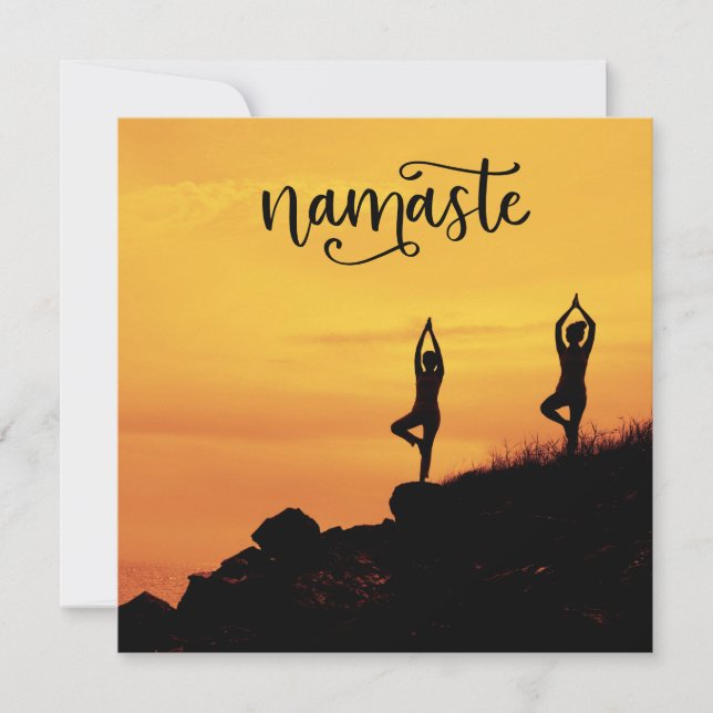 Carte Namaste Woman Méditation Spirituelle Moderne Yoga (Devant)