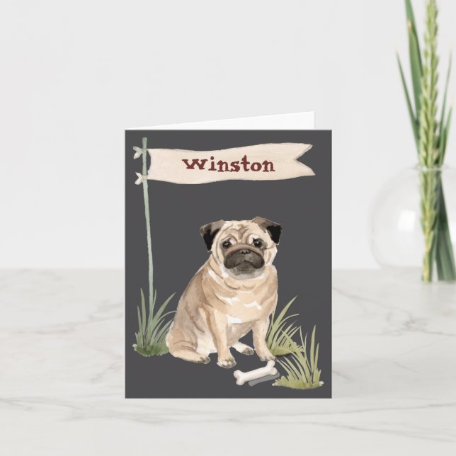 Carte Name Pug Pet Dog  (Devant)
