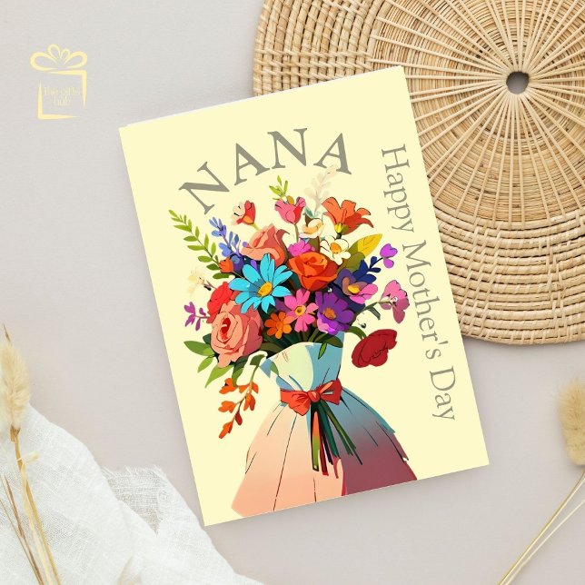 Carte NANA Custom Vibrant Floral Photo Fête des mères (NANA Happy Mother's Day)