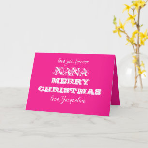 Carte Nana Joyeux Noël Nom personnalisé mignon rose