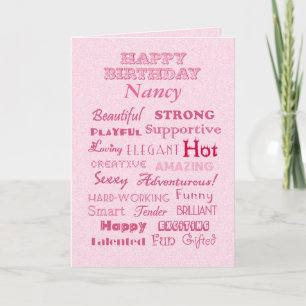 Carte Nancy Happy Birthday Mots de louanges