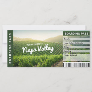 Carte Napa Valley Surprise Voyage Révéler cadeau Billet
