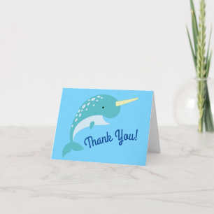Carte Narwhals Ocean Cute 1er Anniversaire Thème de fête