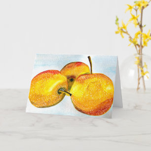 Carte Nashi poire jaune aquarelle