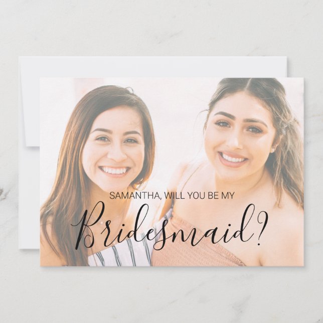 Carte Natasha Calligraphy Photo Bridesmaid Proposition (Devant)