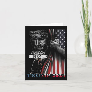 Carte Nation Under God Trump 2024 God American Flag 1