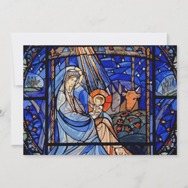 Carte Nativité du style Verre Trait (Devant)