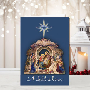Carte Nativité Jésus est né Personnaliser Signature Text