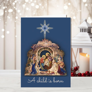 Carte Nativité Jésus est né Personnaliser Texte de signa