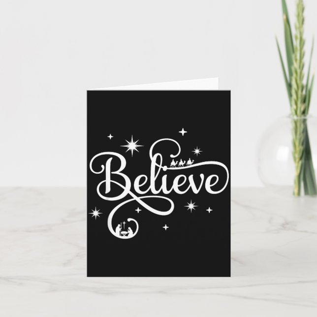 Carte Nativity Scene Believe Christian Family Merry Chri (Devant)