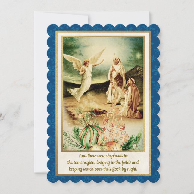 Carte Nativity Shepherds & Angels Golden Christmas (Devant)