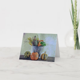 Carte Nature morte d'automne avec citrouilles, fleurs