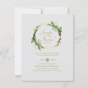 Carte Natures Love Greenery Wreath PHOTO Mariage Inviter