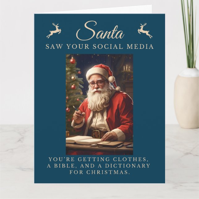 Carte Naughty List Funny Sarcastic Père Noël Noël (Devant)