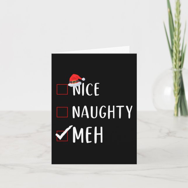 Carte Naughty Meh List Drôle Noël (Devant)