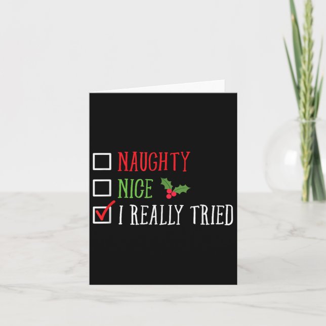 Carte Naughty Nice I Really Tried Funny Christmas List  (Devant)