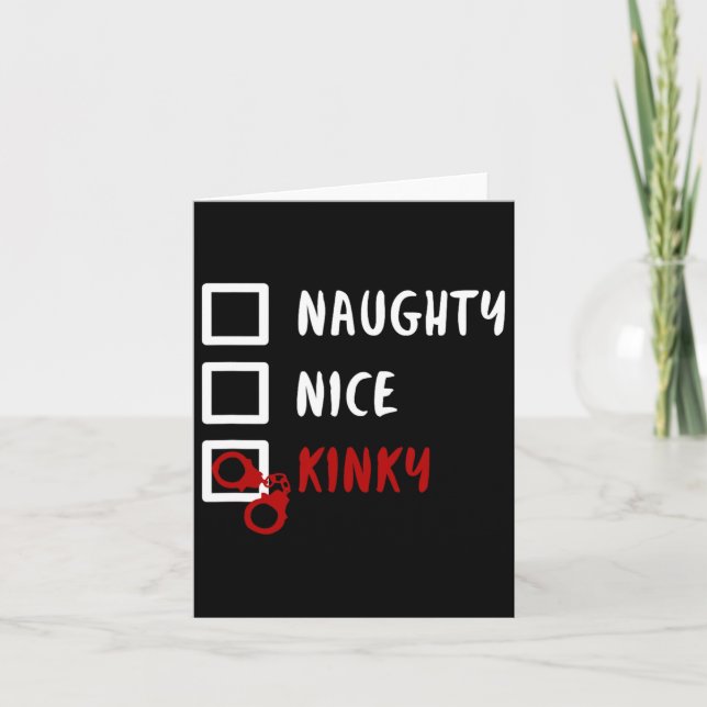 Carte Naughty Nice Kinky Christmas List Père Noël menott (Devant)