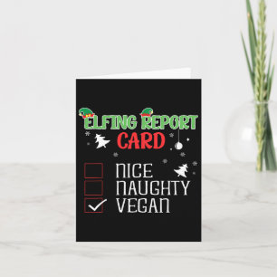 Carte Naughty Nice Vegan Report Card Correspondance Noël