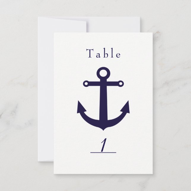 Carte Nautical Blue Ancre & White Table Number (Devant)
