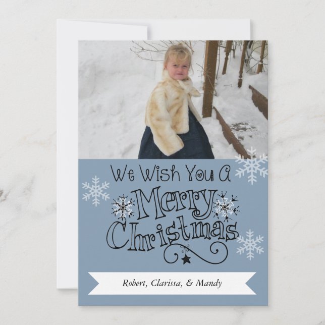 Carte Nautical Blue Merry Christmas Photo Holiday (Devant)