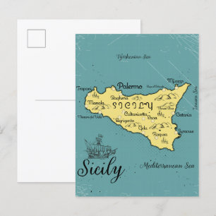 Carte nautique vintage de Sicile