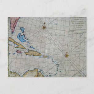Carte Nautique vintage Des Caraïbes