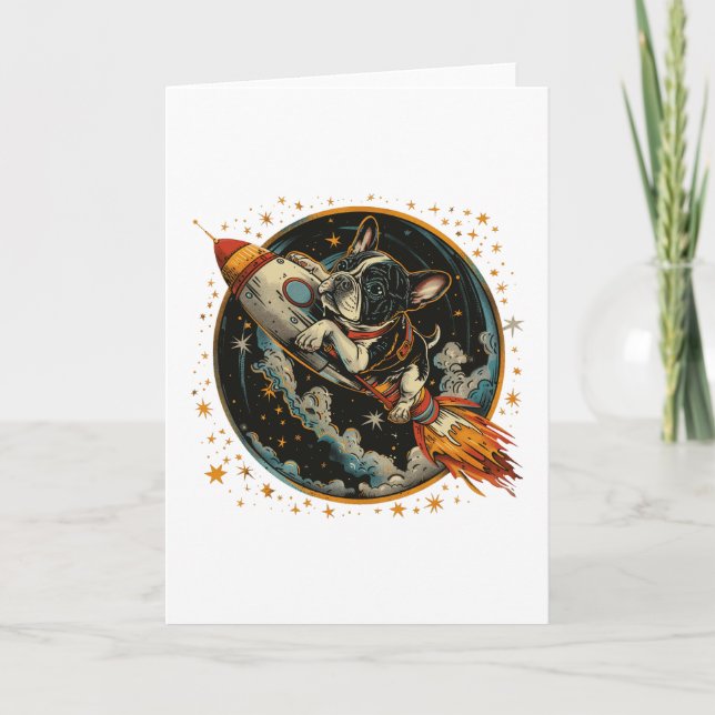 Carte Navire à fusée Astronaut français de Bulldog (Devant)