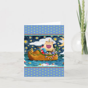 CARTE NAVIRE DE PÈRE NOËL SHIP, ICEBERG, BALEINE, TEDDY 