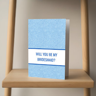 Carte Navy + Blue Faux Glitter Wedding Party Proposal