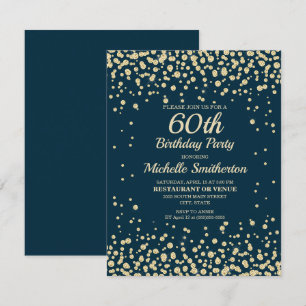 Carte Navy Blue Gold Diamond Glitter Femmes 60e Annivers