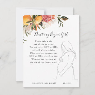 Carte Ne dites pas garçon ou fille   Jeu de Baby Shower