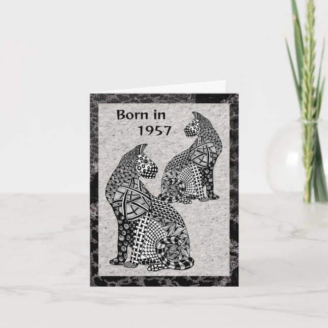 Carte Né en 1957 Anniversaire faits amusants (Devant)