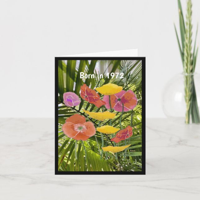 Carte Né en 1972 Anniversaire Fun Facts (Devant)