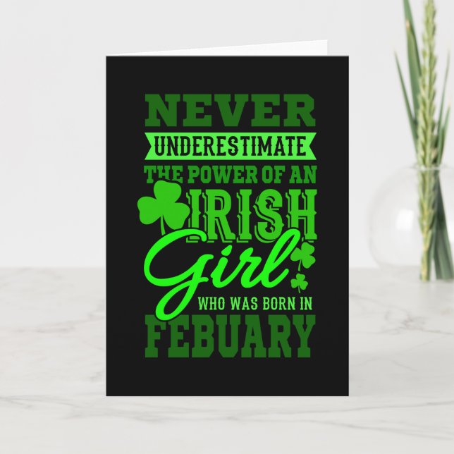 Carte NÉ EN FÉVRIER Anniversaire Irlandais Femme Maman (Devant)