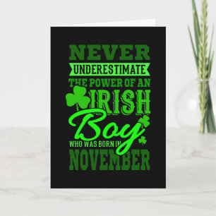 Carte NÉ EN NOVEMBRE Anniversaire Irish Boy Men Papa