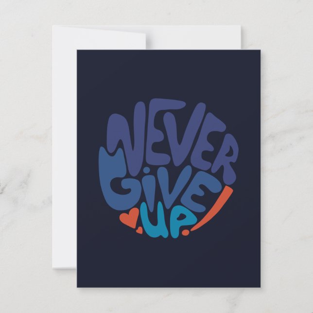 Carte Ne jamais renoncer - Citation d'anniversaire bleu  (Devant)