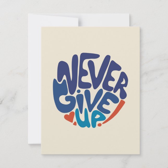 Carte Ne jamais renoncer - Citation d'anniversaire bleu  (Devant)