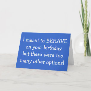 CARTE NE PAS SE COMPORTER "SUR VOTRE SUÈTE D'ANNIVERSAIR