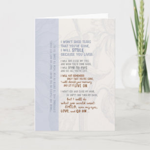 Carte Ne pleure pas les larmes que je suis parti