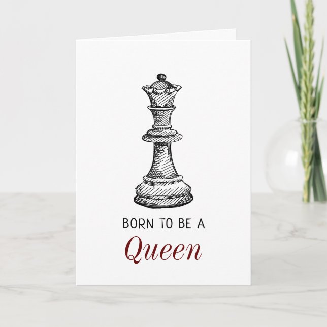 Carte Née pour être une Reine Fille d'Échecs Femme Mère  (Devant)
