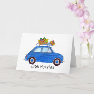 Carte Néerlandais Obtenez bien bleu Retro Fiat 500