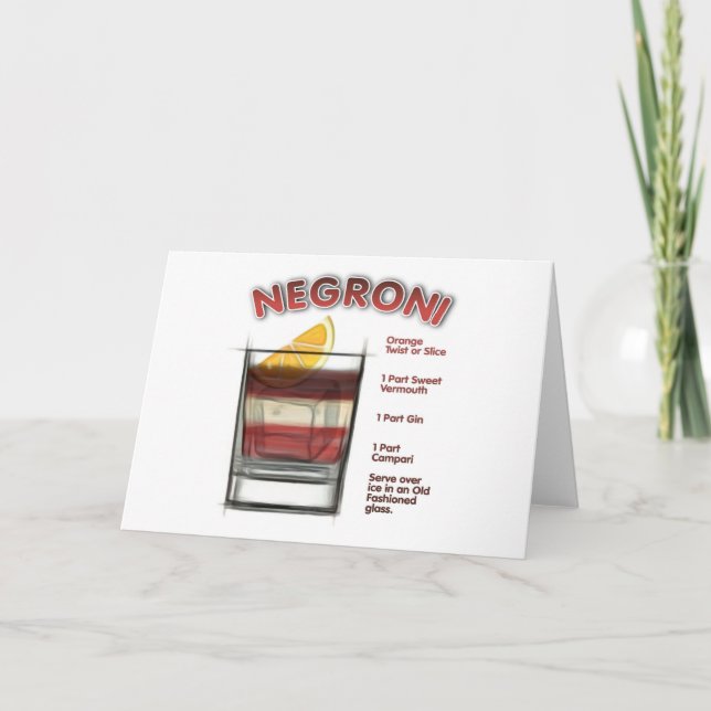 Carte NEGRONI Cocktail Recette Art (Devant)