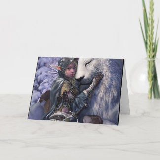 Carte Neige+Elf+Fille+avec+Lion