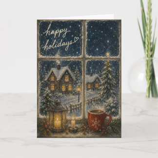 Carte Neige & Lumières de Noël Fêtes de fin d'année cosy